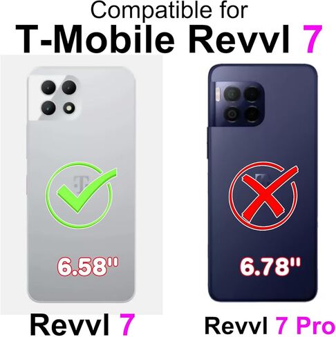 محفظة حافظة لهاتف T-Mobile Revvl 7 5G، [مسند] حامل 3 بطاقات [غلاف داخلي من مادة TPU مقاوم للصدمات]، غطاء قلاب واقٍ مغناطيسي من جلد البولي يوريثان مقاس 6.58 بوصة، زهرة سوداء in Kuwait