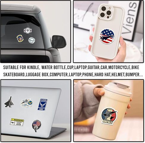 50 Pcs Air Force Vinyl Sticker Cartoon Fighter Jet Decal US Military Aircraft Stickers Tablet Phone Laptop Tumbler Skateboard Bike Luggage Christmas Gifts for Teens Coworkers Students Army Fans in Saudi Arabia
