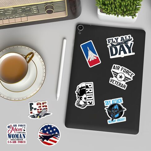 50 Pcs Air Force Vinyl Sticker Cartoon Fighter Jet Decal US Military Aircraft Stickers Tablet Phone Laptop Tumbler Skateboard Bike Luggage Christmas Gifts for Teens Coworkers Students Army Fans in Saudi Arabia