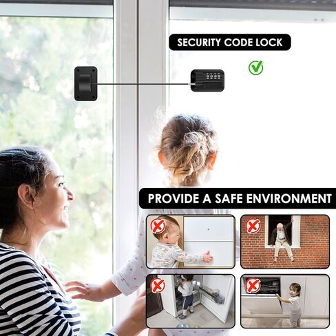 4 Pack Refrigerator Lock, Heavy Duty Refrigerator Locks Kit with Password, Drill-Free Childproof Cabinet Fridge Locks, Safety Freezer Combination Lock for Refrigerator Cabinets Drawers Window, Black in Saudi Arabia