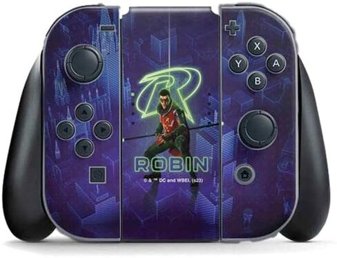 ملصق ألعاب Skinit متوافق مع جهاز تحكم Nintendo Switch (2017-2021) Joy-Con - تصميم ذو غطاء أحمر مرخص رسميًا من DC Comics Gotham Knights in Kuwait