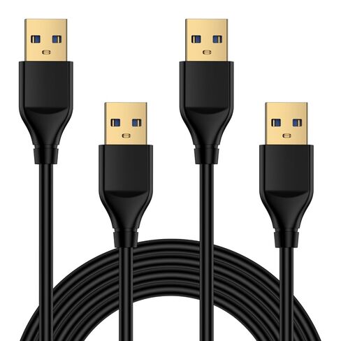 كابل USB إلى USB، 2 حزمة 6FT USB2.0 ذكر إلى ذكر كابل USBA إلى USBA طرف مزدوج A إلى USBCord لنقل البيانات، مكبر الصوت، الشاشة، مبرد الكمبيوتر المحمول، KVM، محرك الأقراص الصلبة الخارجي، التلفزيون، مشغل DVD، المحور in Kuwait