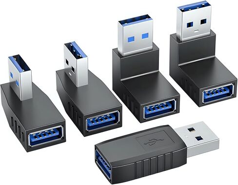 5 قطعة USB3.0 محولات ذكر إلى أنثى 90 درجة تدعم نقل البيانات السريع لألعاب الكمبيوتر وأنظمة السيارات موصل USB للسيارة in Kuwait