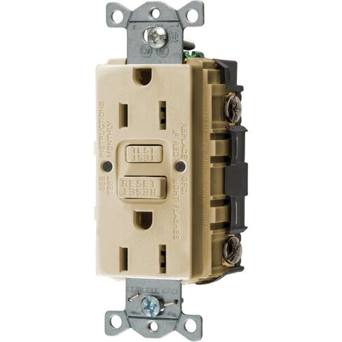 Hubbell Wiring GFRST15I AUTOGUARD وعاء GFCI القياسي التجاري، عاجي، NEMA 5-15R، 125 فولت، 15 أمبير (1 لكل علبة) in Saudi Arabia