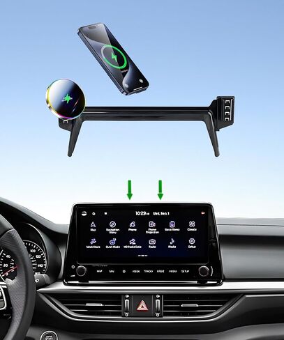 حامل هاتف السيارة لملحقات Kia Forte 2022 2023 2024 ينطبق على شاشة لمس 10.25 بوصة، شاحن لاسلكي سريع 15 وات، مشبك ثابت للهاتف الخلوي بدون استخدام اليدين، دوران 360 درجة in Saudi Arabia