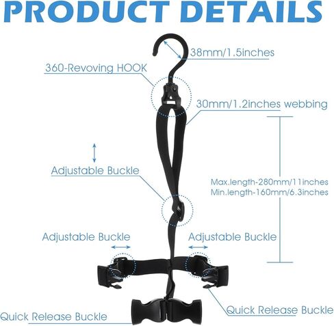3 Pcs Fishing Wader Boot Hanger Fishing Boot Rack Men with Adjustable Belt and Swivel Dryer Hanger for Storage Drying in Kuwait