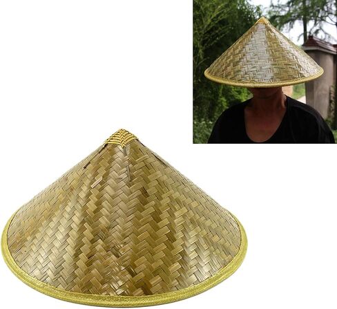 Chinese Style Straw Bamboo Hat Oriental- Hat Lightweight and Breathable Farmer Fishing Hat Sunshade- Rainproof Green in Kuwait