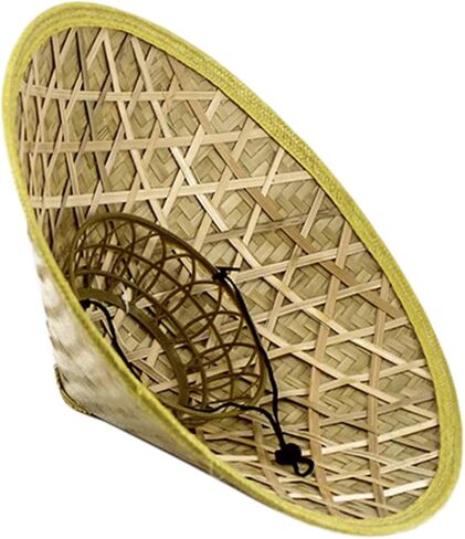 Chinese Style Straw Bamboo Hat Oriental- Hat Lightweight and Breathable Farmer Fishing Hat Sunshade- Rainproof Green in Kuwait