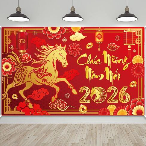 Vietnamese New Year Decorations,TET Decorations Backdrop Photography Banner for Vietnamese Lunar New Year Decorations. in Saudi Arabia