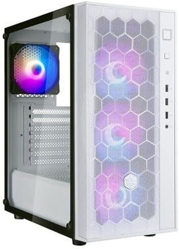FastTrack FARA R1 PRO Tempered Glass Mid Tower ATX Chassis with 4 x ARGB Fans White in Saudi Arabia