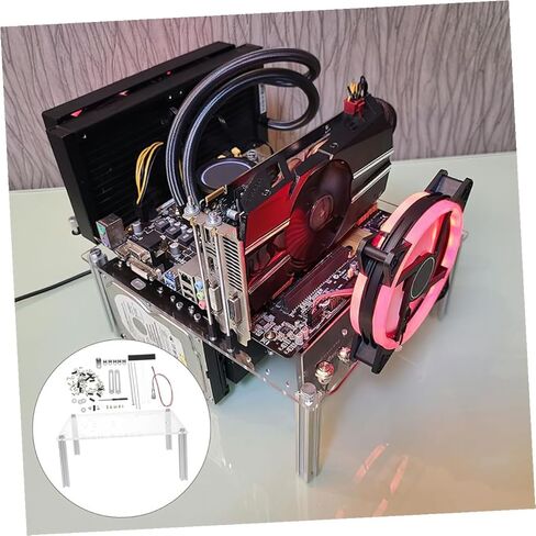 BESPORTBLE Open Frame PC Case Bracket for MATX Motherboards Transparent Chassis Stand DIY Computer Workstation with Stable Base for Component Display in Kuwait