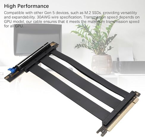 Zunate PCIE 5.0 Riser Cable 16X, High Speed Gen 5 GPU Extension for Vertical Mount, 128GB / s EMI Shielded & Flexible, 90 Degree Connector for 4090 & PCIE 4.0 (15cm) in Saudi Arabia