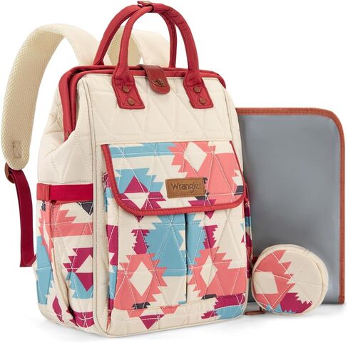 Montana West Wrangler Aztec Diaper Bag Backpack Western Backpacks for Moms Baby Essentials Bag with Twist-Lock Closure, Insulated Pockets, Portable Changing Pad, Stroller Straps, Pacifier Case in Saudi Arabia