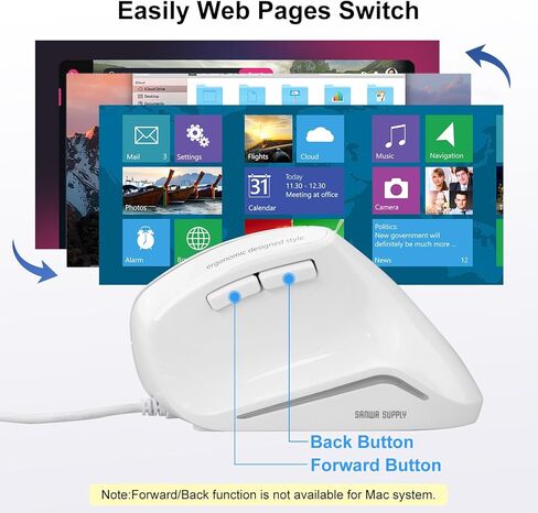 SANWA 9WN Wired Ergonomic Mouse + GSKB066 Bluetooth Keyboard with Touchpad Set, Silent Click Vertical Computer Mice, Multi Device Trackpad Keyboard, Compatible with Win, Mac, Laptop, PC, White + Black in Saudi Arabia