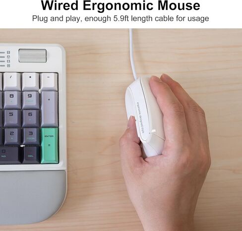 SANWA 9WN Wired Ergonomic Mouse + GSKB066 Bluetooth Keyboard with Touchpad Set, Silent Click Vertical Computer Mice, Multi Device Trackpad Keyboard, Compatible with Win, Mac, Laptop, PC, White in Saudi Arabia