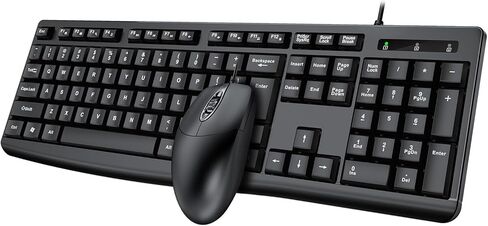 Zopsc Wired Keyboard Mouse Combo, Optical Ergonomic Full Size USB Wired Keyboard and Mouse Combo for Laptop PC Desktop Office Home (Black) in Saudi Arabia
