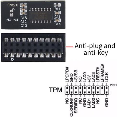 TPM 2.0 Module 20 Pin LPC Interface - Encrypted Security Chip for Windows 11 Upgrade, Compatible with MSI Motherboards in Kuwait