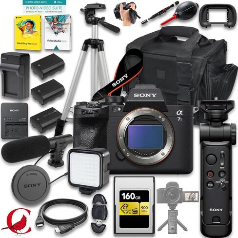 Sony a7S III Mirrorless Camera + Sony GP-VPT3 Wireless Shooting Grip + 160 GB CFexpress Type A Memory Card + 2pc Extra Battery + More (28pc Bundle) in Saudi Arabia