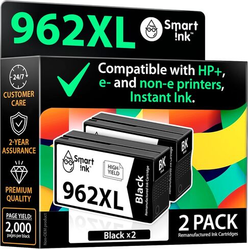 استبدال خراطيش الحبر الذكية المعاد تصنيعها لـ HP 962 XL 962XL (2 أسود، حزمة كومبو) لـ OfficeJet Pro 9015e 9018e 9025e 9012e 9019e 9022e 9010e 9028e 9015 9010 9018 9012 9025 طابعة 9020 in Kuwait