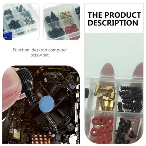 BESPORTBLE 114pcs Computer Repair Screws Kit Countersunk Head Metal Screws, Copper Pillars, and Paper Washers for Desktop PC Case Assembly and Maintenance in Saudi Arabia
