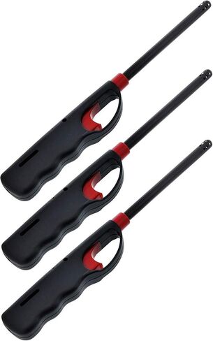 6 Pack - Fuel Included Handi BBQ Grill Click Flame Long Stem Lighter - Refillable Butane Gas Candle Fireplace Kitchen Stove Wind Resistant, Red (6) in Saudi Arabia