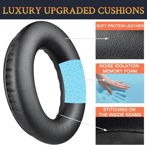SOULWIT Earpads Replacement for Bose SoundTrue Around-Ear II (Sound True AE2) Headphones, Ear Pads Cushions with Soft Protein Leather and High-Density Foam - Black in Saudi Arabia