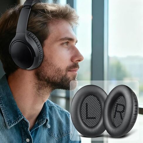 SOULWIT Earpads Replacement for Bose SoundTrue Around-Ear II (Sound True AE2) Headphones, Ear Pads Cushions with Soft Protein Leather and High-Density Foam - Black in Saudi Arabia