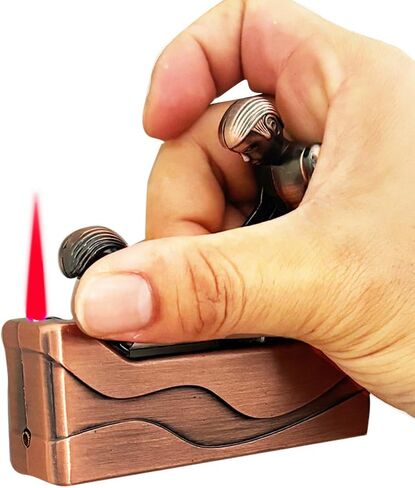 ولاعة شعلة نفاثة حمراء برونزية عتيقة، ولاعات باردة محمولة، ولاعة غاز البيوتان القابلة لإعادة الملء مقاومة للرياح، ولاعة شموع للتخييم والشواء والمطبخ (خالية من البيوتان) in Kuwait