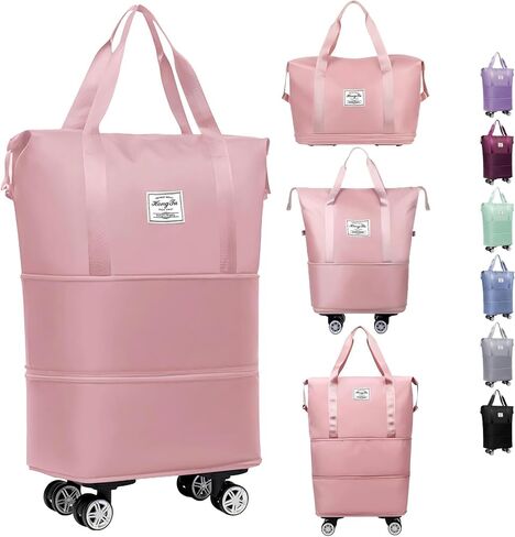 حقائب سفر من القماش الخشن قابلة للتوسيع وقابلة للطي، عجلات دوارة قابلة للفصل، حقيبة دفل دوارة بعجلات، حقيبة سفر مع عجلة، حمل الأمتعة، هدية للرجال والنساء حقائب خفيفة الوزن in Kuwait