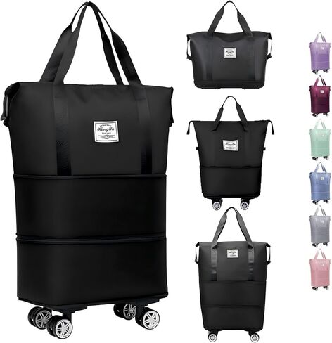 Expandable Foldable Duffel Bag Suitcases,Detachable Rolling Wheels,Rolling Duffle Bag with Wheels,Suitcase with Wheel,Carry on Luggage,Gift for Men Women Lightweight Suitcases in Saudi Arabia