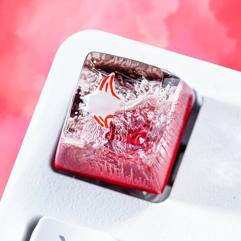 Yellow Axolotl in Red Black Ocean Coral Artisan Keycap R1 SA Profile Custom Animal Keycaps 1U ESC Handmade Gaming Resin Key Cap Cherry MX Switch Compatible Mechanical Keyboard Axolotl Lover Gift in Saudi Arabia