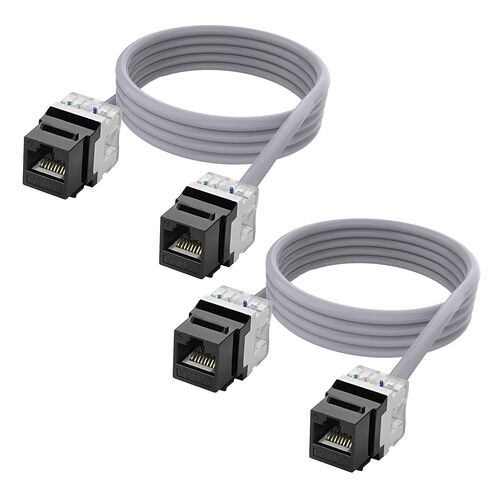 CAT 6A كيستون مقرنة إيثرنت كابل RJ45 8P8C كيستون أنثى إلى أنثى جاك شبكة موسع LAN سلك الإنترنت لجهاز التوجيه مودم الكمبيوتر إلخ. - 1.5M / 4.9FT 2PCS in Saudi Arabia