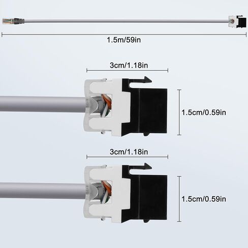 CAT 6A كيستون مقرنة إيثرنت كابل RJ45 8P8C كيستون أنثى إلى أنثى جاك شبكة موسع LAN سلك الإنترنت لجهاز التوجيه مودم الكمبيوتر إلخ. - 1.5M / 4.9FT 2PCS in Saudi Arabia