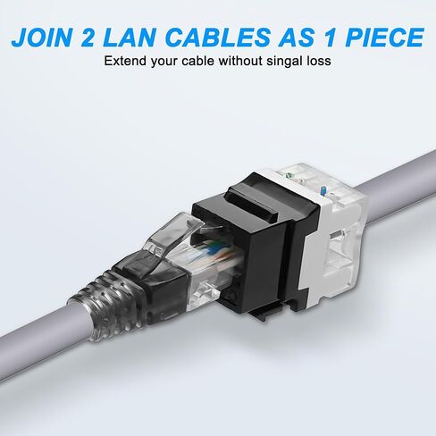 CAT 6A كيستون مقرنة إيثرنت كابل RJ45 8P8C كيستون أنثى إلى أنثى جاك شبكة موسع LAN سلك الإنترنت لجهاز التوجيه مودم الكمبيوتر إلخ. - 1.5M / 4.9FT 2PCS in Saudi Arabia