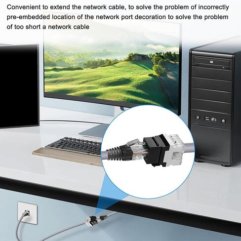 CAT 6A كيستون مقرنة إيثرنت كابل RJ45 8P8C كيستون أنثى إلى أنثى جاك شبكة موسع LAN سلك الإنترنت لجهاز التوجيه مودم الكمبيوتر إلخ. - 1.5M / 4.9FT 2PCS in Saudi Arabia