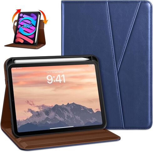 حافظة DTTO دوارة لجهاز iPad mini 7(A17 Pro) 2024 / iPad mini 6 2021، غطاء حامل من الجلد الفاخر يدور 360 درجة مع حامل قلم لجهاز iPad mini 7th/6th Generation 8.3 بوصة، أخضر منتصف الليل in Kuwait