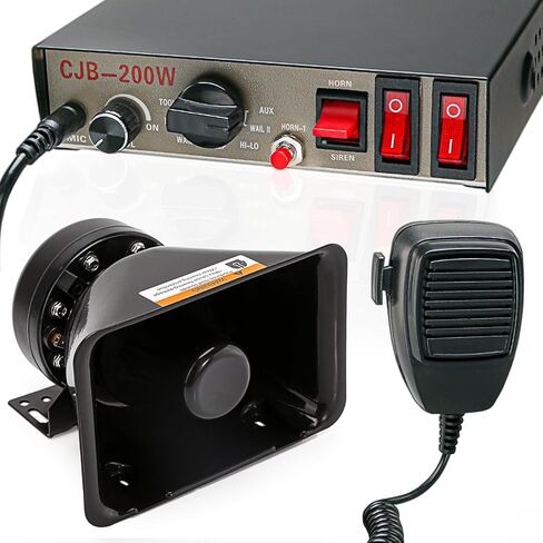 BooYu 12V 200W 9 Tones Police Warning Emergency Siren PA System [Rectangle Speaker][125-135dB][Handheld Microphone][Hands-Free][2 x 10A Switches] for Firefighter Ambulance Vehicles Truck SUV ATV UTV in Saudi Arabia