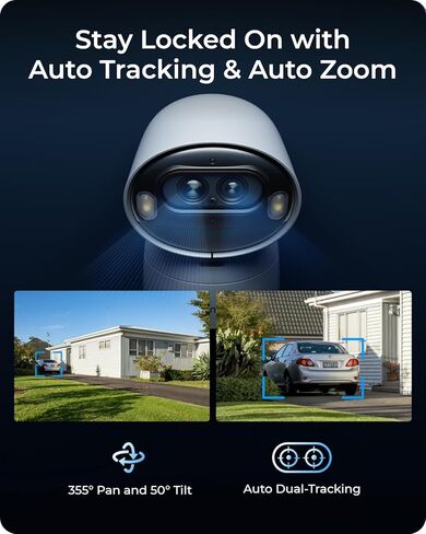 كاميرات REOLINK 4K مزدوجة العدسات تعمل بالطاقة الشمسية، لاسلكية خارجية/داخلية، مسار Argus + لوحة شمسية 6 وات، تتبع تكبير تلقائي، واي فاي 2.4/5 جيجا هرتز، رؤية ليلية ملونة، بدون اشتراكات، متوافق مع Home Hub in Saudi Arabia