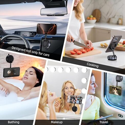 حامل هاتف السيارة - [أقوى شفط 70 رطل] لحامل السيارة Magsafe، كوب شفط قابل للتعديل 360 درجة لتثبيت الهاتف على لوحة القيادة والزجاج الأمامي وحامل هاتف مغناطيسي مناسب للسيارة iPhone 17 16 Pro Max in Kuwait
