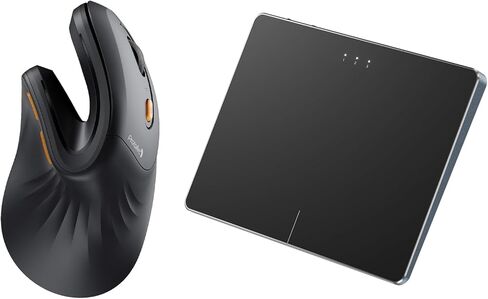 ماوس عمودي ProtoArc EM11 NL بلوتوث قابل لإعادة الشحن باللون الأسود ولوحة تتبع بلوتوث T1 Plus لنظام التشغيل Windows 10/11 باللون الأسود والرمادي in Kuwait