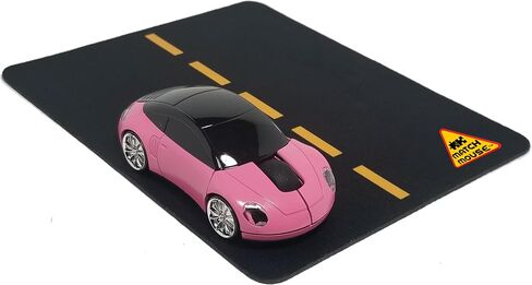 Wireless Car Mouse + Car Mousepad Combo – 2.4GHz Optical Wireless Mouse, Cute Novelty Gift for All Ages, Ergonomic Design, USB Receiver, Working Headlights (Pink) in Saudi Arabia