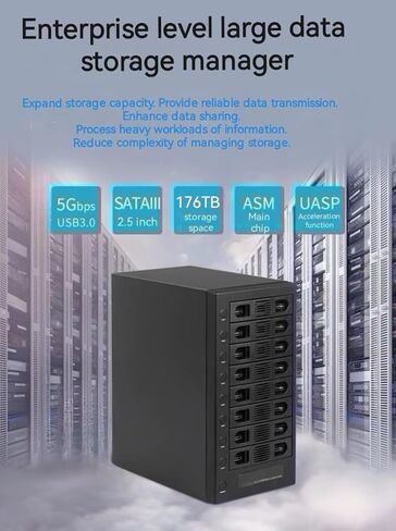 8 Bay Tool Less Tray Hot Swappabe 2.5 "3.5" SATA Non Raid External USB 3.0 Enclosure SY-ENC50119 in Kuwait