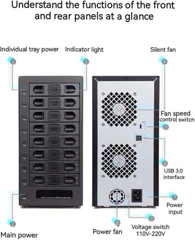 8 Bay Tool Less Tray Hot Swappabe 2.5 "3.5" SATA Non Raid External USB 3.0 Enclosure SY-ENC50119 in Kuwait