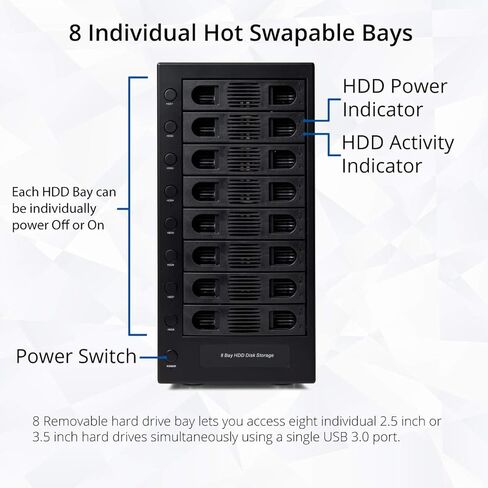 8 Bay Tool Less Tray Hot Swappabe 2.5 "3.5" SATA Non Raid External USB 3.0 Enclosure SY-ENC50119 in Kuwait