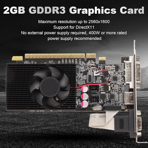 VBESTLIFE GT730 2GB Graphics Card, GDDR3, 64 Bit, PCI Express 2.0 x16, 810/1300MHz, 2560x1600, Gaming Video Card with, DVI I and Ports (GT730 2GB GDDR3) in Saudi Arabia