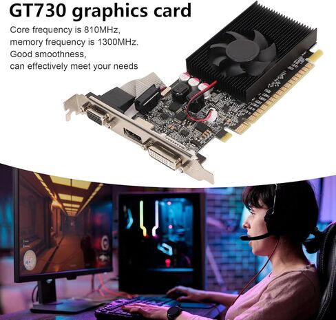 VBESTLIFE GT730 2GB Graphics Card, GDDR3, 64 Bit, PCI Express 2.0 x16, 810/1300MHz, 2560x1600, Gaming Video Card with, DVI I and Ports (GT730 2GB GDDR3) in Saudi Arabia