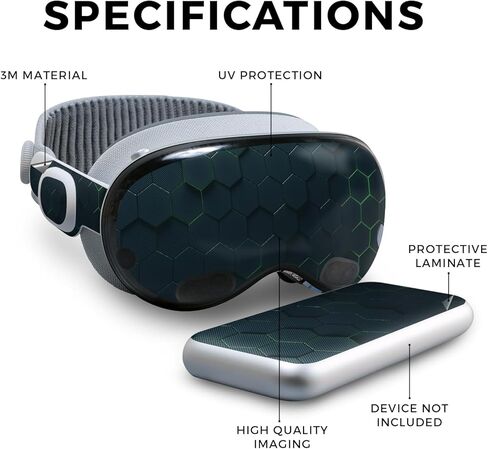 جلد متوافق مع Apple Vision Pro - سداسي حمضي - غطاء لاصق واقٍ من الفينيل الفاخر 3M - سهل الاستخدام | صُنع في الولايات المتحدة الأمريكية بواسطة MightySkins in Kuwait