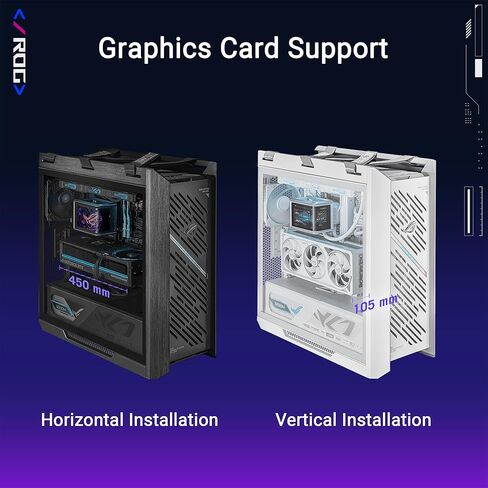 حافظة كمبيوتر ASUS ROG Strix Helios II باللون الأبيض EATX مع لوحة جانبية مزدوجة من الزجاج المقسى، متوافقة مع وحدات معالجة الرسومات التي يصل طولها إلى 450 مم، وحاملات بطاقات الرسومات in Kuwait