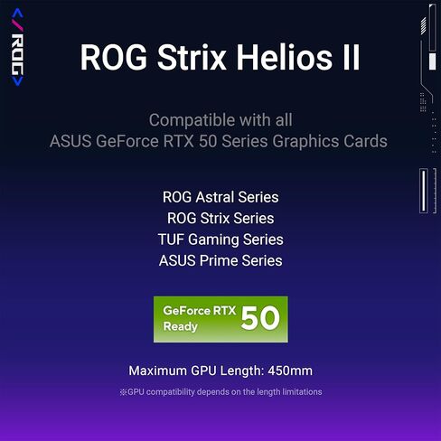 حافظة كمبيوتر ASUS ROG Strix Helios II باللون الأبيض EATX مع لوحة جانبية مزدوجة من الزجاج المقسى، متوافقة مع وحدات معالجة الرسومات التي يصل طولها إلى 450 مم، وحاملات بطاقات الرسومات in Kuwait