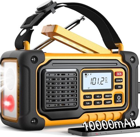 راديو الطقس في حالات الطوارئ، أجهزة راديو AM FM NOAA المحمولة مع إنذار SOS، أدوات مستلزمات الطوارئ الشمسية بجيب 3500 مللي أمبير للرجال، معدات بقاء صغيرة للمنزل والمكتب والإعصار والتخييم والمشي لمسافات طويلة في الهواء الطلق in Kuwait